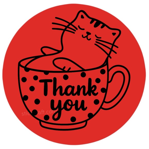 Thank You Cat Stickers Labels Boutique Packaging Thank You Seals - Picture 8 of 14